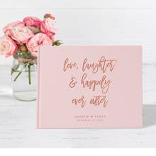 Libro de invitados de la boda risas de amor libro de visitas y felizmente alguna vez después de Blush rosa y oro cumpleaños personalizado opciones de Color 2024 - compra barato