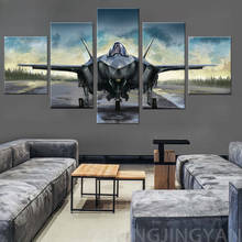 Lienzo en módulos para decoración del hogar, imagen de F-35A Lightning II Fighter, pintura artística para habitación, póster, pintura en lienzo para pared del hogar, 5 piezas 2024 - compra barato