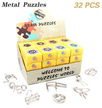 32PCS/Sets Classic Intelligence 3D Metal Wire Magic Rings Puzzles Montessori Knot Buckle Interlock IQ Collection Antistress Toys 2024 - buy cheap