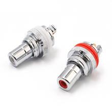 Conector rca revestido de rotim com 4 cabeças, plugue fêmea, soquete de tomada de áudio amplificador de chassis 2024 - compre barato