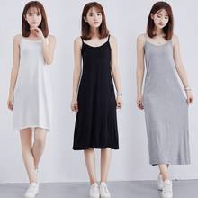 Plus Size Loose Casual Summer Dress Fashion Solid Spaghetti Strap Sleeveless O-Neck Women Dress Modal Thin Long Knitted 2024 - buy cheap