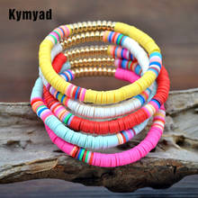 Kymyad Bohemian Bracelets For Women Multilayer Rope Chains Bracelet Femme Colorful Sliced Clay Beads Bracelet Boho Jewelry 2024 - buy cheap