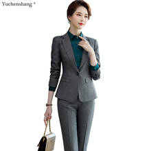 Classic Women Solid Formal Pant Suit Work Business Wear Two Pieces Set OL Black Gray Blazer With Trousers For Office Ladies 2024 - buy cheap