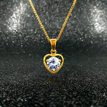 Collar llamativo para mujer, joya de oro de 18K con forma de corazón, de circonita colgante de cristal, cadena de clavícula de boda, joyería 2024 - compra barato