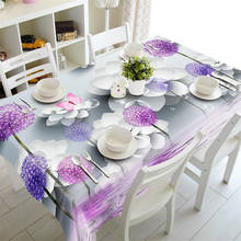 Mantel 3D impermeable Rectangular para fiesta de café, paño de mesa de diente de león púrpura, cubierta de mesa redonda de boda, funda de almohada personalizada 2024 - compra barato