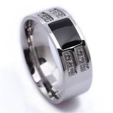 Мужское кольцо из нержавеющей стали с черным Цирконом 2024 - купить недорого
