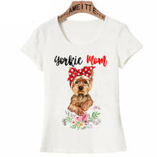 Camiseta de manga corta para mujer, remera con estampado de Yorkshire Terrier y Mamá, Tops informales Hipster para mujer, camiseta blanca para chica bonita 2024 - compra barato