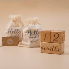 Tarjetas cuadradas de madera grabadas hechas a mano para bebé, accesorios de baño para recién nacido, fotografía, calendario, 3 unids/set por juego 2024 - compra barato