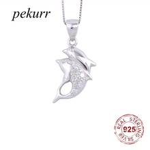 Pekurr 925 Sterling Silver Couple Dolphin Necklace For Women Elegant Crystal Pendants Wedding Fashion Jewelry 2024 - buy cheap