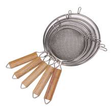 Stainless Steel Double Mesh Strainer Colander Sieve Sifter Wooden Handle 5 Size 2024 - buy cheap