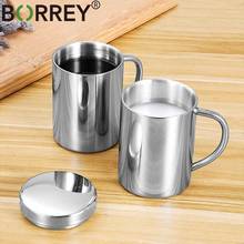 BORREY 304 Stainless Steel Coffee Mug Tea Cup Double Wall Mug Thermal Insulated Breakfast Milk Cup Mug Metal Beer Cup Drinkware 2024 - buy cheap