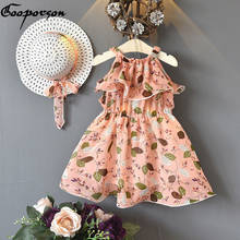 Gooporson-Vestidos de verano para niñas pequeñas, vestido de princesa de flores y hojas con sombrero de encaje, Vestidos de gasa, traje de fiesta en la playa 2024 - compra barato
