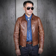 YR!Free shipping.Brand new Natural leather coat.men Luxury horsehide jacket.classic rider short slim leather clothes 2024 - buy cheap