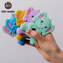 Let's Make 10PCS Baby Toys Silicone Smile Elephant Teether Food Grade Free BPA For Kid Chewing Necklace Beading DIY 2024 - buy cheap