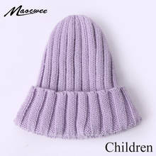 Winter Knit Beanie For Children Fashion Casual Hat Warm Soft Thicken Hedging Cap Slouchy Solid Color Autumn Bonnet Kids Ski Caps 2024 - buy cheap