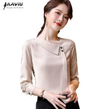 Elegant Women Shirt Formal Spring New Temperament Long Sleeve Loose Chiffon Blouses Office Ladies Casual Plus Size Tops Apricot 2024 - buy cheap