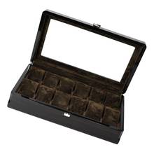 12Slot Watch Box Wood Display Case Organizer Top Glass Jewelry Storage Grace 2024 - купить недорого