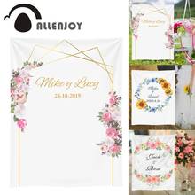 Allenjoy-faixa de fotochamada para casamento, decoração personalizada com flores de rosas, material de poliéster, fundo fotográfico 2024 - compre barato