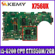 X756UX материнская плата REV2.0 DDR3 i5-6200 Процессор GTX950M/2 ГБ для ноутбука Asus X756U X756UWK X756UX X756UJ X756UB X756UV материнская плата для ноутбука 2024 - купить недорого