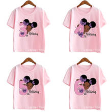 Pink Tshirt For Baby Toddler Girl My 2-7th Birthday Cute Afro Black Princess Print Graphic T Shirts Kids Gift/Present Summer Top 2024 - buy cheap