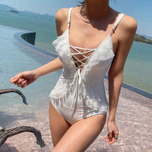 Female Swimsuit Women Swimwear One Piece Biquini Infantil Separate May Beach Woman Summer Swimsuits Back Tie-Up Fit Solid 2024 - buy cheap