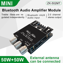 ZK-502MT 2*50W Bluetooth 5.0 Subwoofer Amplifier Board 2.0 Channel High Power Audio Stereo Amplifier Board AUX Bass Treble AMP 2024 - buy cheap