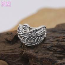 2019 new real S925 sterling silver ring fashion feather ring trend simple woman's silver ring Thai silver female ring 2024 - buy cheap