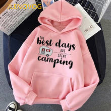 The Best Days Are Spent Camping Letter Print Pink Hoodies Women Funny Sweatshirt Winter Spring Autumn Tracksuit Wholesale 2024 - buy cheap