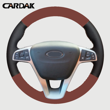 CARDAK-Funda de cuero Artificial para volante de coche Lada Vesta XRAY 2015, 2016, 2017, 2018, color gris, cosido a mano, DIY 2024 - compra barato