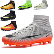Мужская футбольная обувь с высоким верхом, обувная обувь для тренировок с разбитыми ногтями для мальчиков AG, обувь для футбола с искусственной травой 2024 - купить недорого