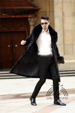 New fashion real genuine natural mink fur coat with big fox fur collar men warm winter jacket outwear overcoat custom any size 2024 - buy cheap