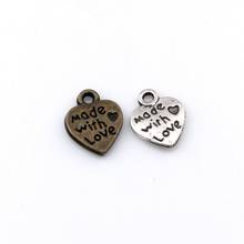 Made With Love heart charm Pendants 200Pcs/lot Fashion Jewelry DIY Fit Bracelets Necklace 9.5x 12mm  A-528 2024 - buy cheap