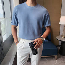 Fashion 2021 Summer Short Sleeve Loose T Shirts Men Clothing Simple All Match O-Neck Casual Solid Tee Shirt Homme Streetwear Hot 2024 - купить недорого