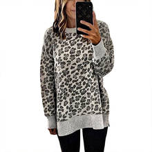 UZZDSS 2021 New Fashion Women Sweatshirt Round Neck Print Leopard Jersey Loose Shirt 5 Colors Women Pullovers Tops 2024 - buy cheap