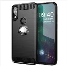 Чехол для Motorola E 2020, Роскошный Матовый чехол из углеродного волокна для телефона Motorola Moto E 2020, чехол с магнитным кольцом и держателем 2024 - купить недорого