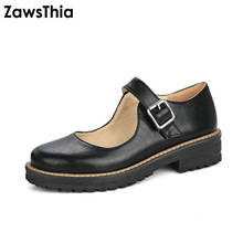 ZawsThia-zapatos Mary Jane de punta redonda para mujer, zapatos informales cómodos para estudiantes, calzado con hebilla de correa plana 2024 - compra barato