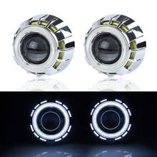 2.5 Inch Mini Bi Xenon Projector Lens With LED Angel Eyes Shrouds Fit H4 H7 Car Headlight Headlamp Car Motorcycle assembly kit 2024 - buy cheap