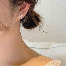 Korean Earrings Fashion Jewelry Zircon Butterfly One-piece Stud Earrings Asymmetrical Earrings For Women Brincos Wholesale 2024 - buy cheap