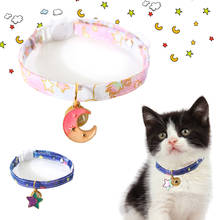 Collar de seguridad con campana para gato, Collar de seguridad con forma de luna y estrella, para gatitos, Accesorios para Gatos 2024 - compra barato