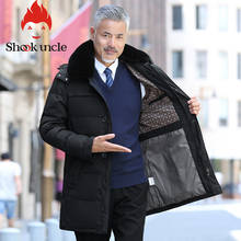 2020 winter new style middle age men casual warm hooded down coats luxury high quality fur collar thick long down jacket men 2024 - buy cheap