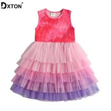 DXTON/Детское платье для девочек; Летнее Детское платье без рукавов; Платье-пачка принцессы для дня рождения; Vestidos; Костюмы для маленьких девочек 2024 - купить недорого