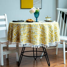 Toalha de mesa redonda antipoeira, moderna, anti-vinco, decoração para sala de jantar e casamento, cobertura de mesa com borla 2024 - compre barato