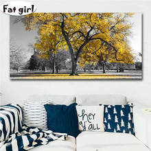 Landscape Wall Painting diamond embroidery Yellow Tree 5D DIY diamond painting mosaic Rhinestone cross stitch large size decor 2024 - buy cheap