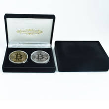 Moeda de 2 pces com caixa preta bitcoin eth dssh dogecoin litecoin coleção física de criptomoedas moeda moeda 2024 - compre barato