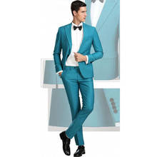 Teal Designer Mens Prom Suits Peaked Lapel Wedding Suits For Men Long Sleeves Groomsman Tuxedos Two Pieces Blazers Jacket+Pants 2024 - buy cheap