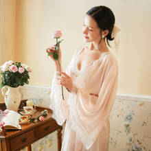 Conjuntos de roupões quimono sólido 2 pçs robe moda roupão rosa pijamas peignoir wedding robes da dama de honra robes 2024 - compre barato