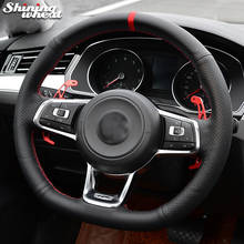 Shining wheat Hand Sew Car Steering Wheel Cover for Volkswagen VW Golf 7 GTI Scirocco Polo GTI Up! GTI Tiguan (R-Line) 2024 - buy cheap