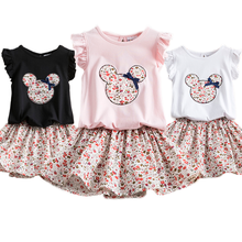 Vestido de princesa Floral para niñas pequeñas, camiseta sin mangas con volantes de oso de dibujos animados, tutú, bonito conjunto de ropa de verano 2024 - compra barato