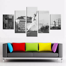 5 Panels Back And White Poster Flower Ballet Dance Girls Wall Art Canvas HD Print Painting Picture Living Room Home Decor 2024 - buy cheap