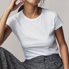 Camiseta de algodón de manga corta para mujer, ropa informal holgada con cuello redondo, negra/blanca/amarilla/verde/púrpura, 2020 2024 - compra barato